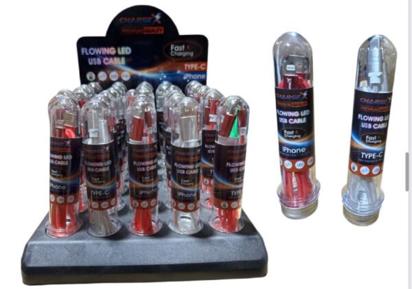 CELL PHONE ACCESSORIES:TUBE DISPLAY OF LED LIGHT UP IP/TYPE C CABLE